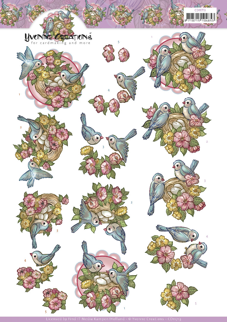 3D Cutting Sheet - Yvonne Creations - Birds on nest 3D Cutting Sheet - Yvonne Creations - Birds on nest