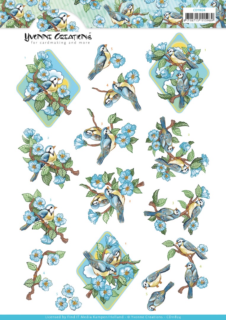 3D Cutting Sheet - Yvonne Creations - Branch with Birds 3D Cutting Sheet - Yvonne Creations - Branch with Birds