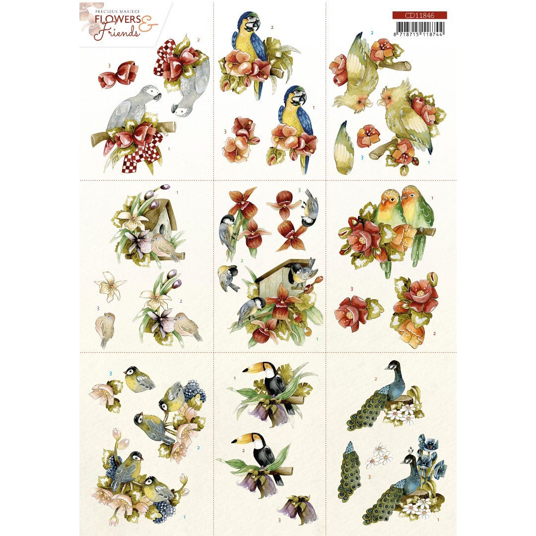 3D Cutting Sheet - Precious Marieke - Flowers and Friends - Combi 3D Cutting Sheet - Precious Marieke - Flowers and Friends - Combi