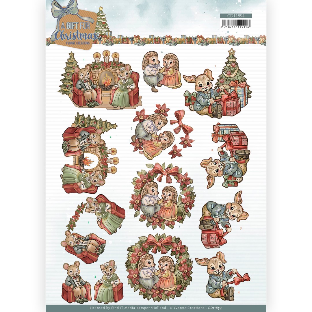 3D Cutting Sheet - Yvonne Creations - A Gift for Christmas - Fireplace 3D Cutting Sheet - Yvonne Creations - A Gift for Christmas - Fireplace