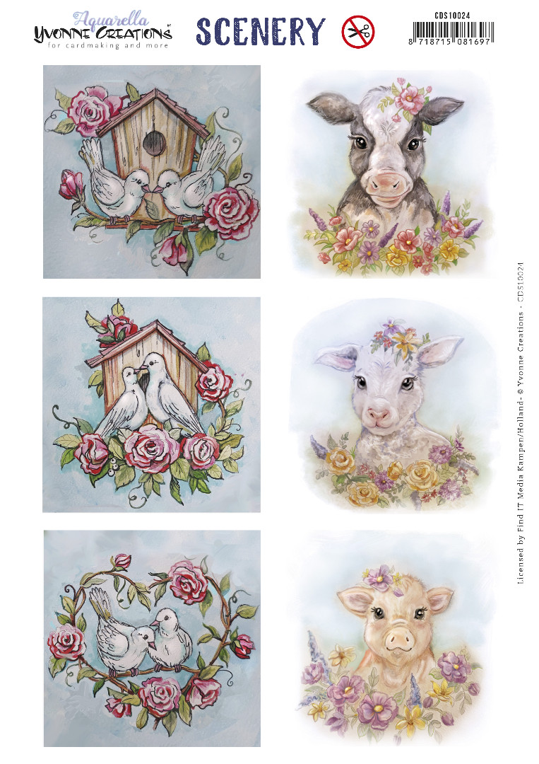 Push Out Scenery - Yvonne Creations Aquarella - Animals Square Push Out Scenery - Yvonne Creations Aquarella - Animals Square