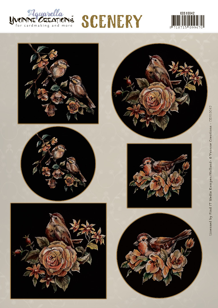 Push Out Scenery - Yvonne Creations - Aquarella - Golden Birds