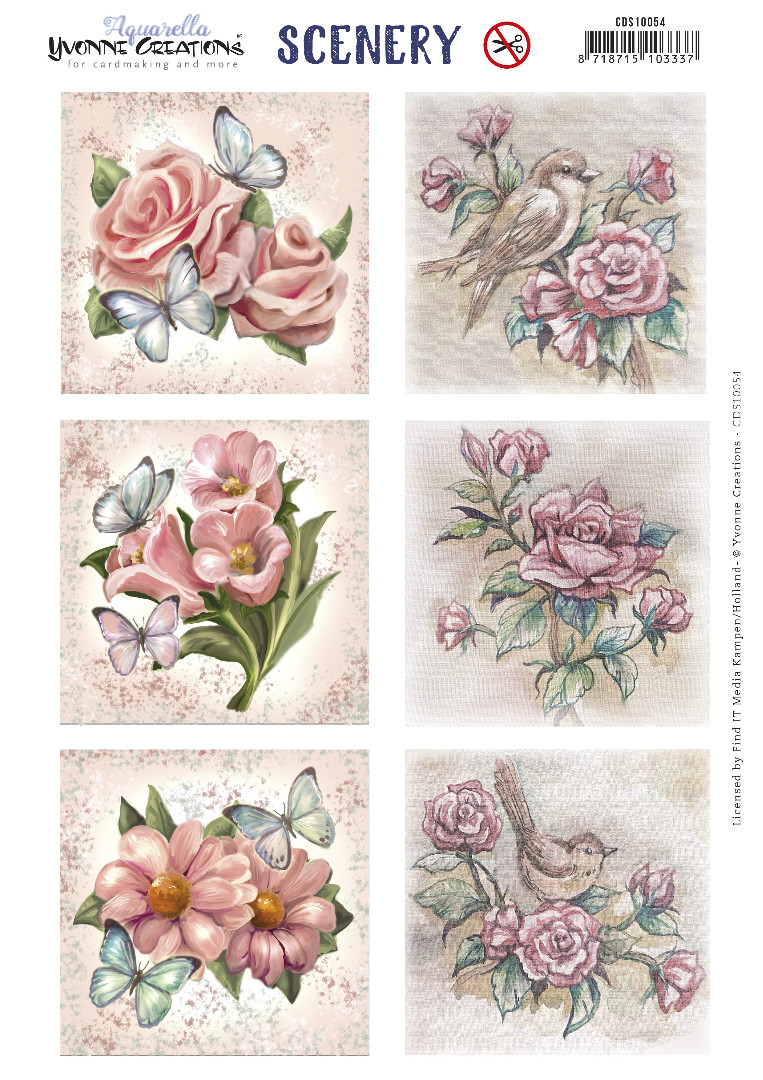 Push Out Scenery - Yvonne Creations Aquarella - Roses Square Push Out Scenery - Yvonne Creations Aquarella - Roses Square