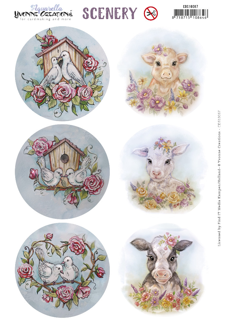 Push Out Scenery - Yvonne Creations Aquarella - Animals Circle Push Out Scenery - Yvonne Creations Aquarella - Animals Circle