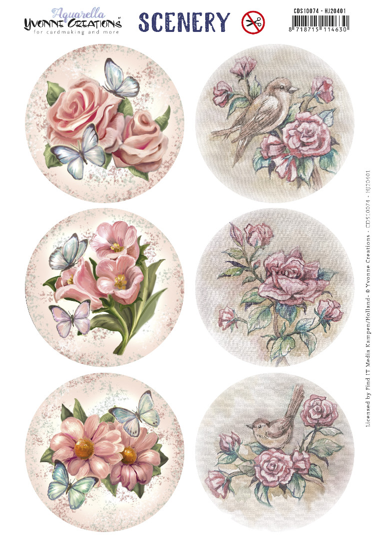 Push Out Scenery - Yvonne Creations Aquarella - Roses Circle Push Out Scenery - Yvonne Creations Aquarella - Roses Circle