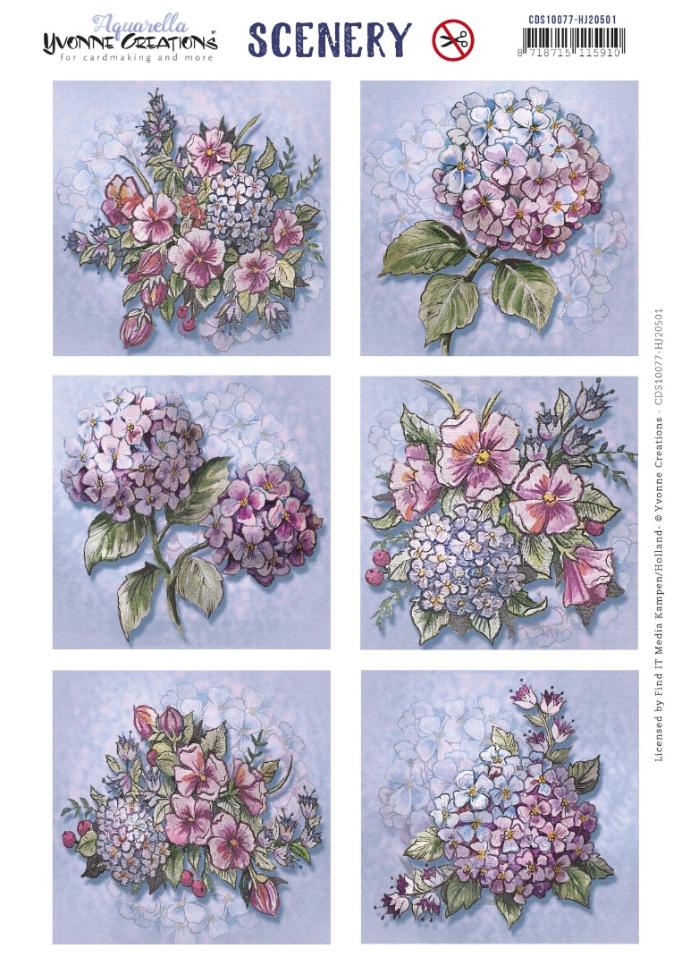 Push Out Scenery - Yvonne Creations Aquarella - Hydrangea Square Push Out Scenery - Yvonne Creations Aquarella - Hydrangea Square