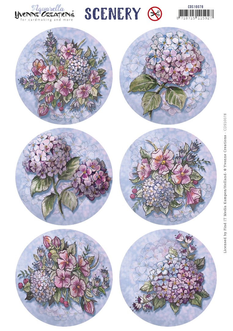 Push Out Scenery - Yvonne Creations Aquarella - Hydrangea Round Push Out Scenery - Yvonne Creations Aquarella - Hydrangea Round