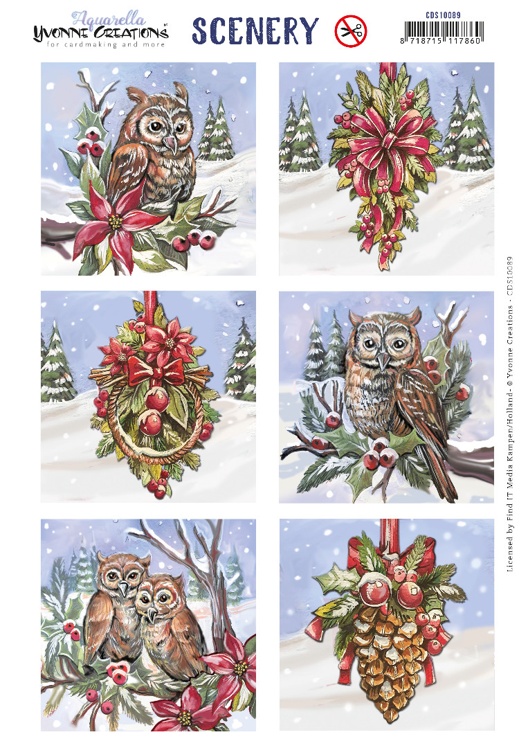 Scenery - Yvonne Creations - Aquarella - Christmas Miracle - Owl Square
