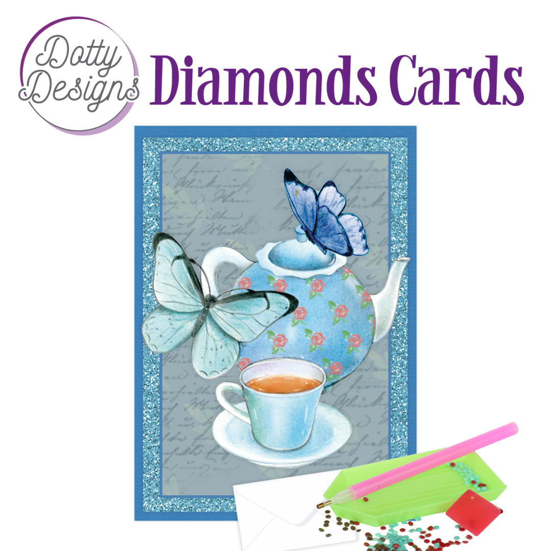 Dotty Designs Diamond Cards - Teapot with butterflies Dotty Designs Diamond Cards - Teapot with butterflies