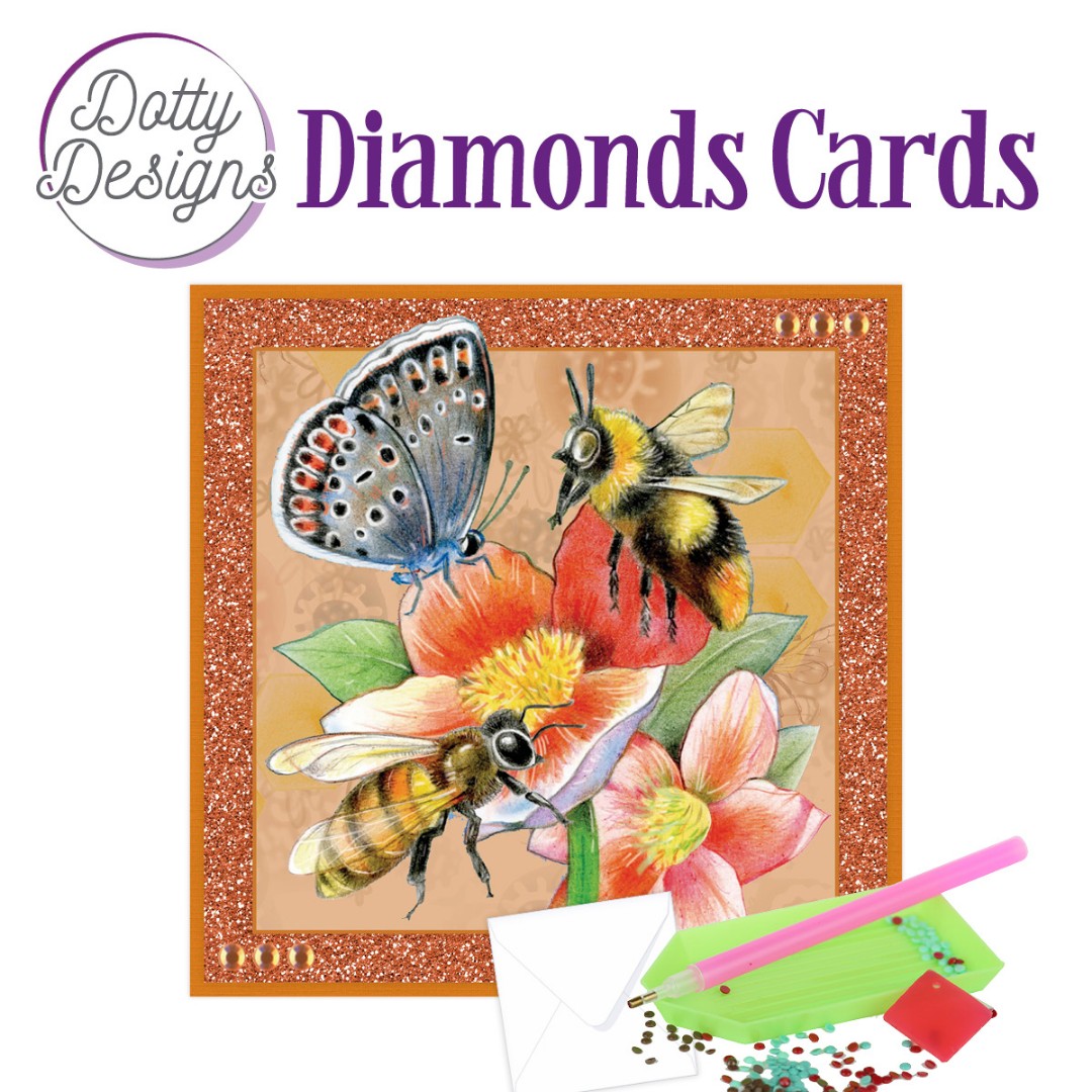Dotty Designs Diamond Cards - Red Flower with Bees Dotty Designs Diamond Cards - Red Flower with Bees