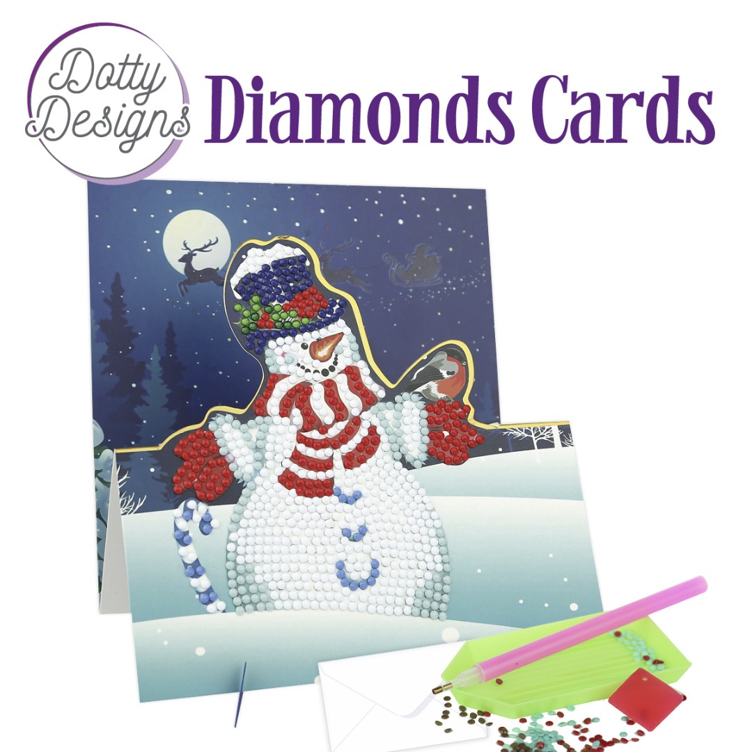 Dotty Designs Diamond Easel Card 134 - Snowman with Bird Dotty Designs Diamond Easel Card 134 - Snowman with Bird