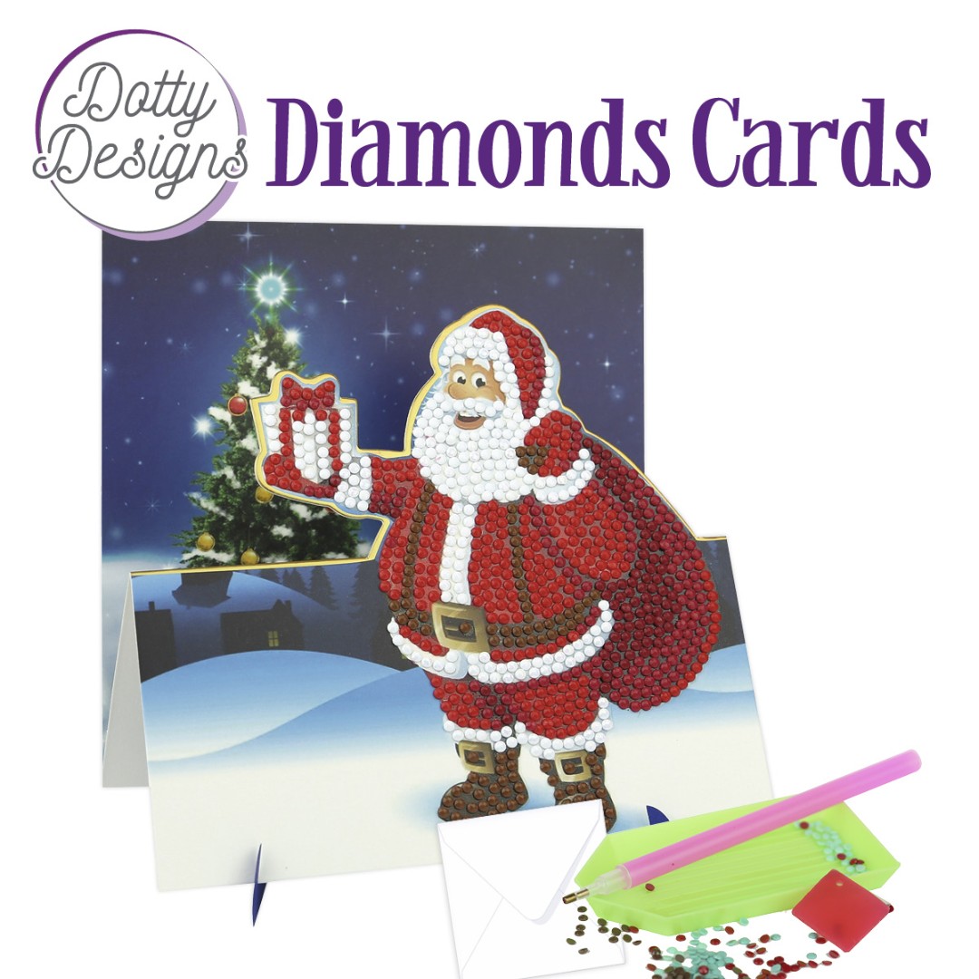 Dotty Designs Diamond Easel Card 135 - Santa with Present Dotty Designs Diamond Easel Card 135 - Santa with Present