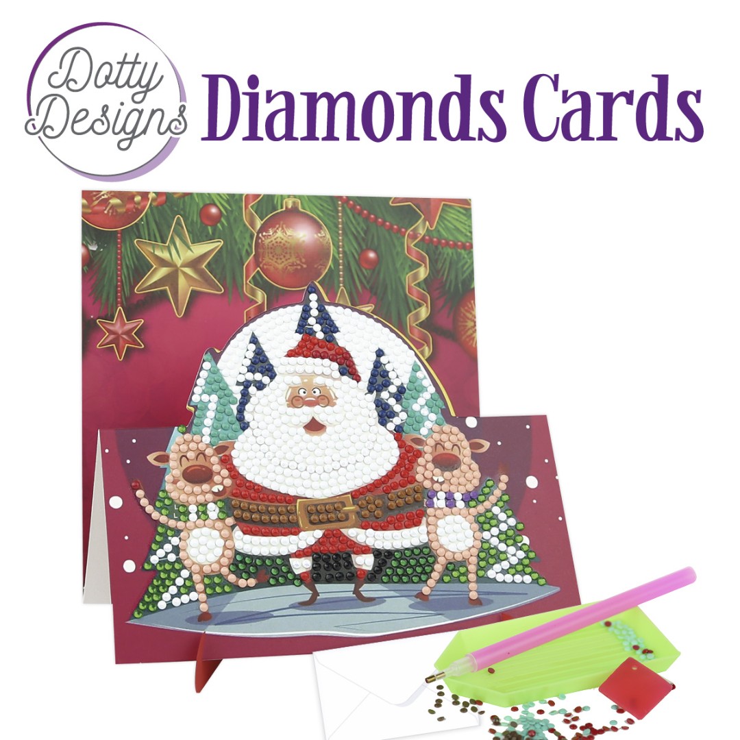 Dotty Designs Diamond Easel Card 136 - Santa with two Deer Dotty Designs Diamond Easel Card 136 - Santa with two Deer