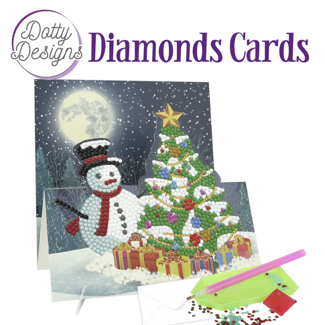 Dotty Designs Diamond Easel Card 142 - Snowman with Christmas Tree Dotty Designs Diamond Easel Card 142 - Snowman with Christmas Tree