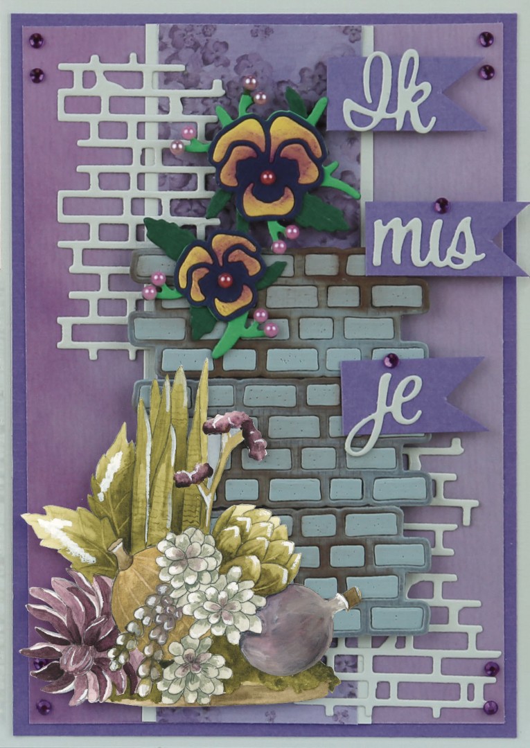 Dies - Precious Marieke - Purple Passion - Wall with Pansies