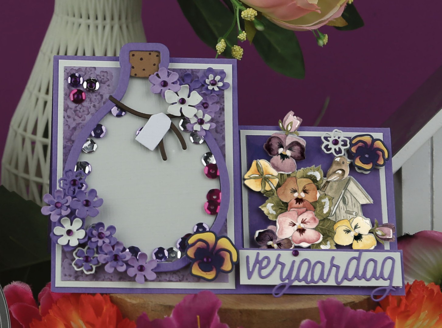 Dies - Precious Marieke - Purple Passion - Vase with Pansies