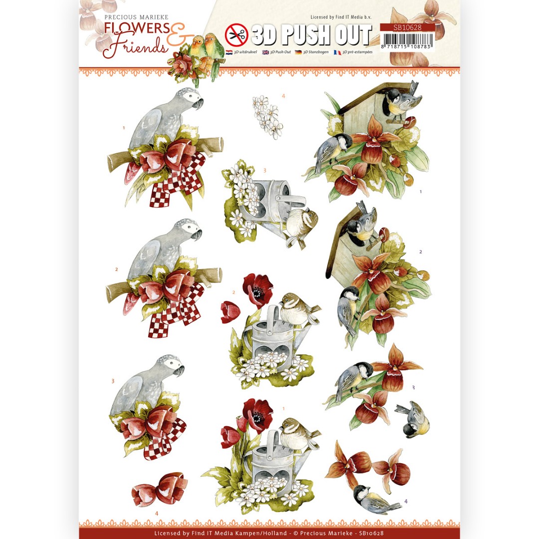 3D Push Out - Precious Marieke - Flowers and Friends - Red Flowers 3D Push Out - Precious Marieke - Flowers and Friends - Red Flowers