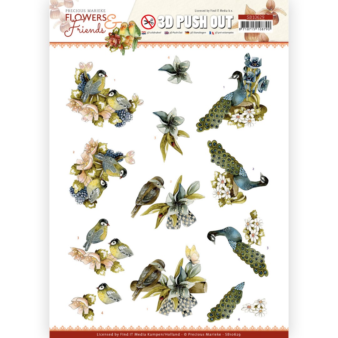 3D Push Out - Precious Marieke - Flowers and Friends - Blue Flowers 3D Push Out - Precious Marieke - Flowers and Friends - Blue Flowers