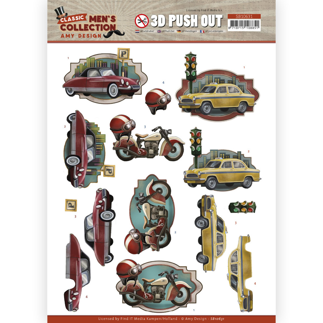 3D Push Out - Amy Design Classic men's Collection - Cars 3D Push Out - Amy Design Classic men's Collection - Cars