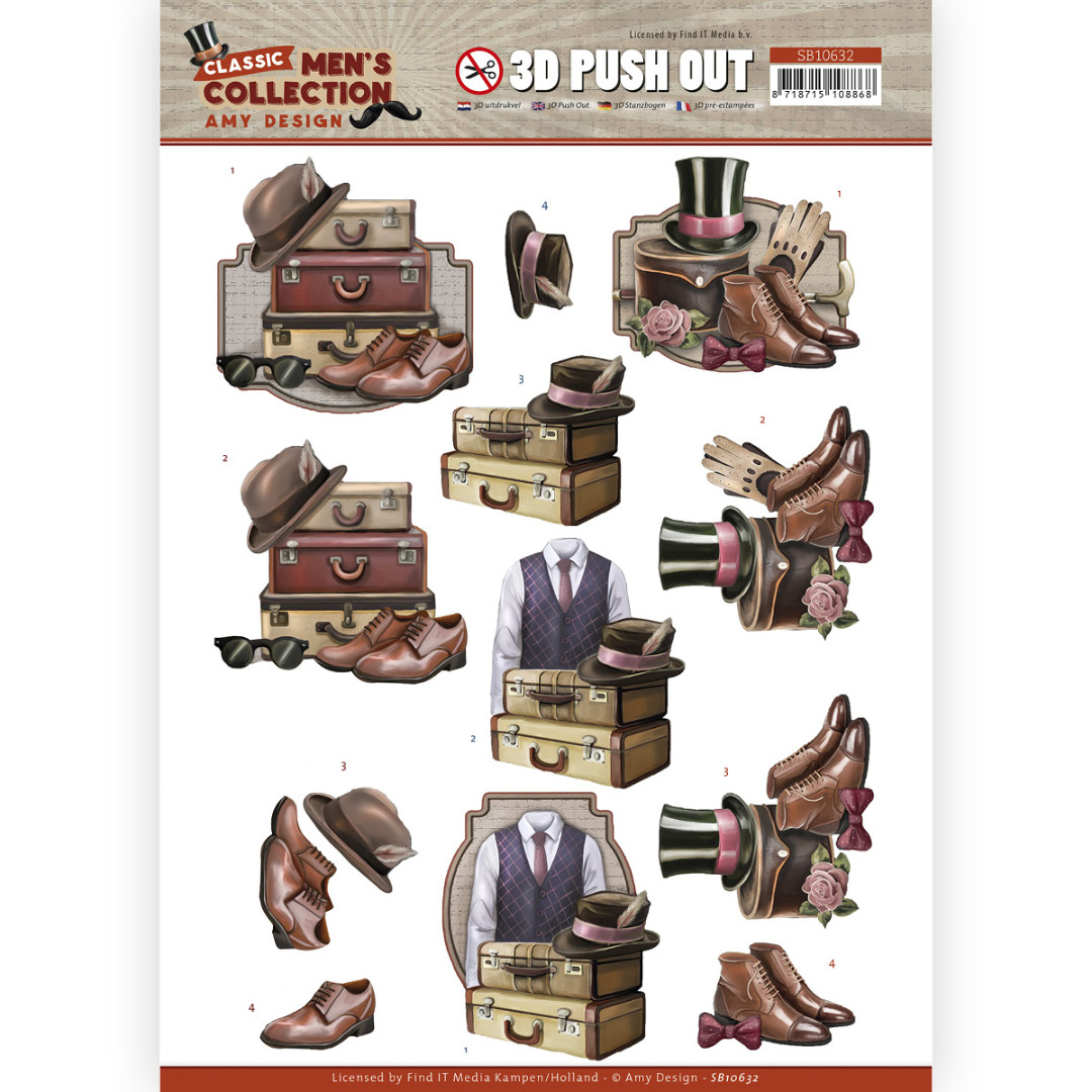 3D Push Out - Amy Design Classic men's Collection - Gentleman 3D Push Out - Amy Design Classic men's Collection - Gentleman