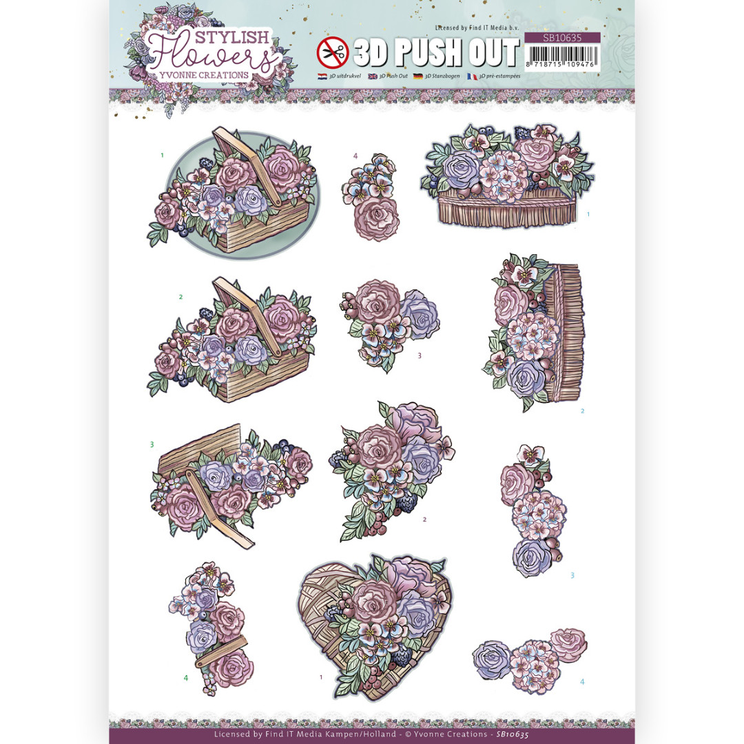 3D Push Out - Yvonne Creations - Stylish Flowers - Flowers and Rattan 3D Push Out - Yvonne Creations - Stylish Flowers - Flowers and Rattan