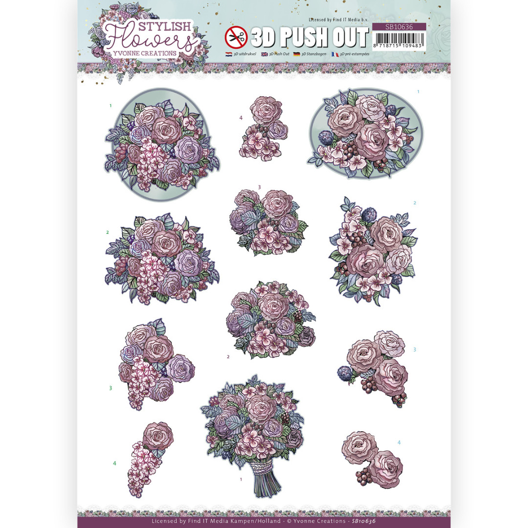 3D Push Out - Yvonne Creations - Stylish Flowers - Sweet Bouquet 3D Push Out - Yvonne Creations - Stylish Flowers - Sweet Bouquet