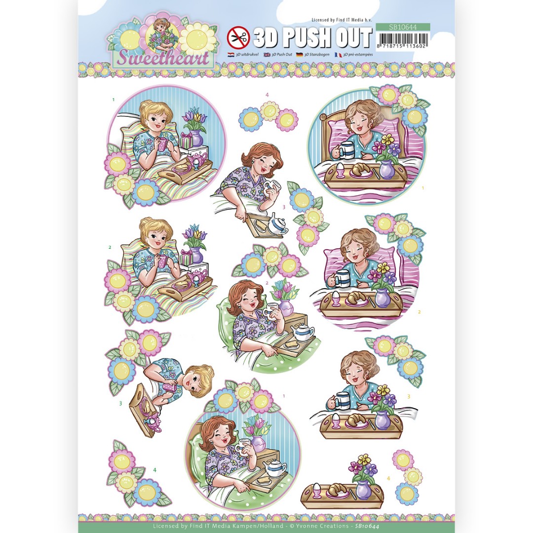 3D Push Out - Yvonne Creations - Bubbly Girls - Sweetheart - Breakfast 3D Push Out - Yvonne Creations - Bubbly Girls - Sweetheart - Breakfast