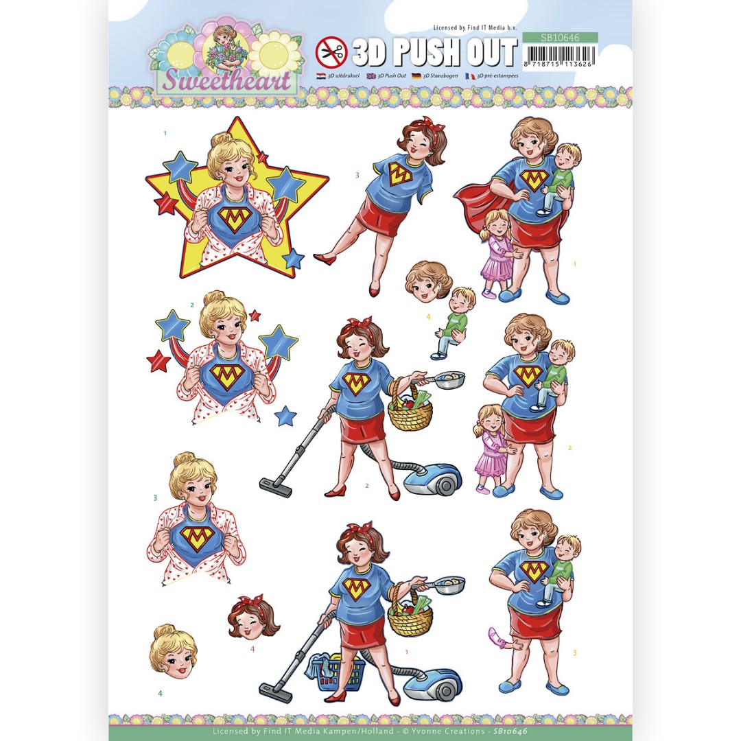 3D Push Out - Yvonne Creations - Bubbly Girls - Sweetheart - Super girl 3D Push Out - Yvonne Creations - Bubbly Girls - Sweetheart - Super girl