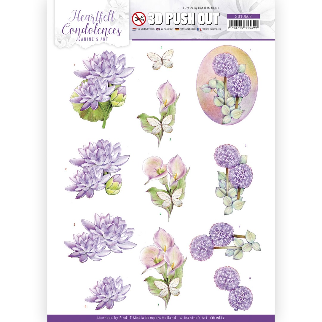 3D Push Out - Jeanine's Art - Heartfelt Condolences - Purple Flowers 3D Push Out - Jeanine's Art - Heartfelt Condolences - Purple Flowers