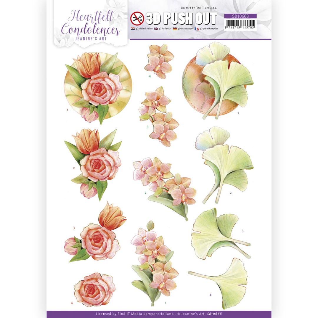 3D Push Out - Jeanine's Art - Heartfelt Condolences - Salmon Flowers 3D Push Out - Jeanine's Art - Heartfelt Condolences - Salmon Flowers