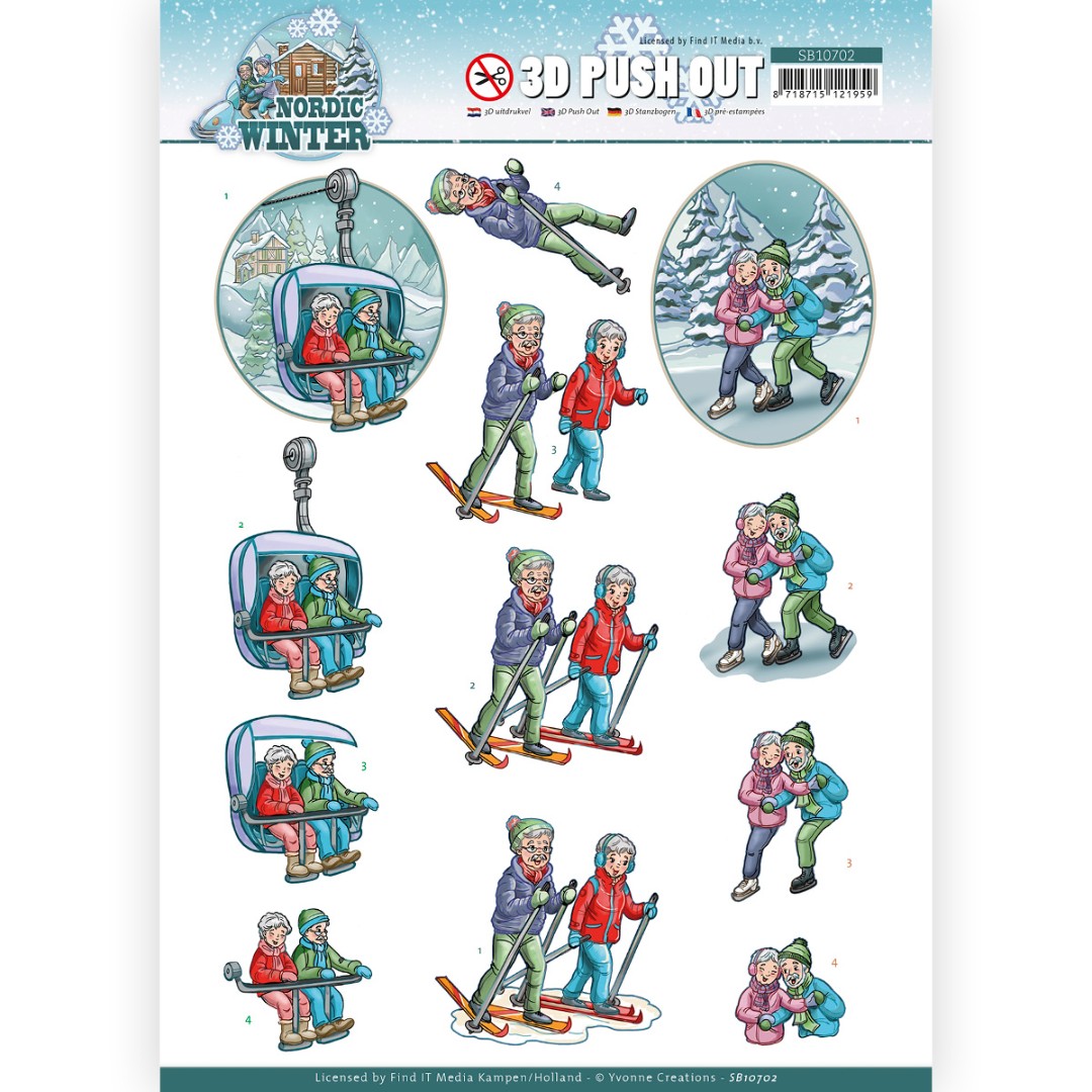 3D Push Out - Yvonne Creations - Funky Nanna – Nordic Winter - Wintersports