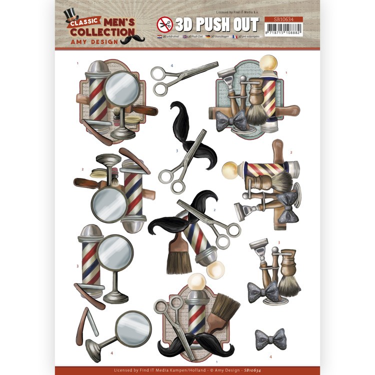 3D Push Out - Amy Design – Classic Men's Collection - Barber 3D Push Out - Amy Design – Classic Men's Collection - Barber