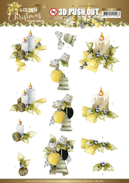 3D Push Out - Precious Marieke - Golden Christmas - Christmas Candles 3D Push Out - Precious Marieke - Golden Christmas - Christmas Candles