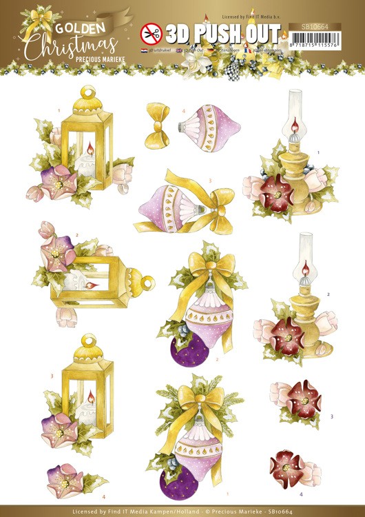 3D Push Out - Precious Marieke - Golden Christmas - Christmas Lantern 3D Push Out - Precious Marieke - Golden Christmas - Christmas Lantern