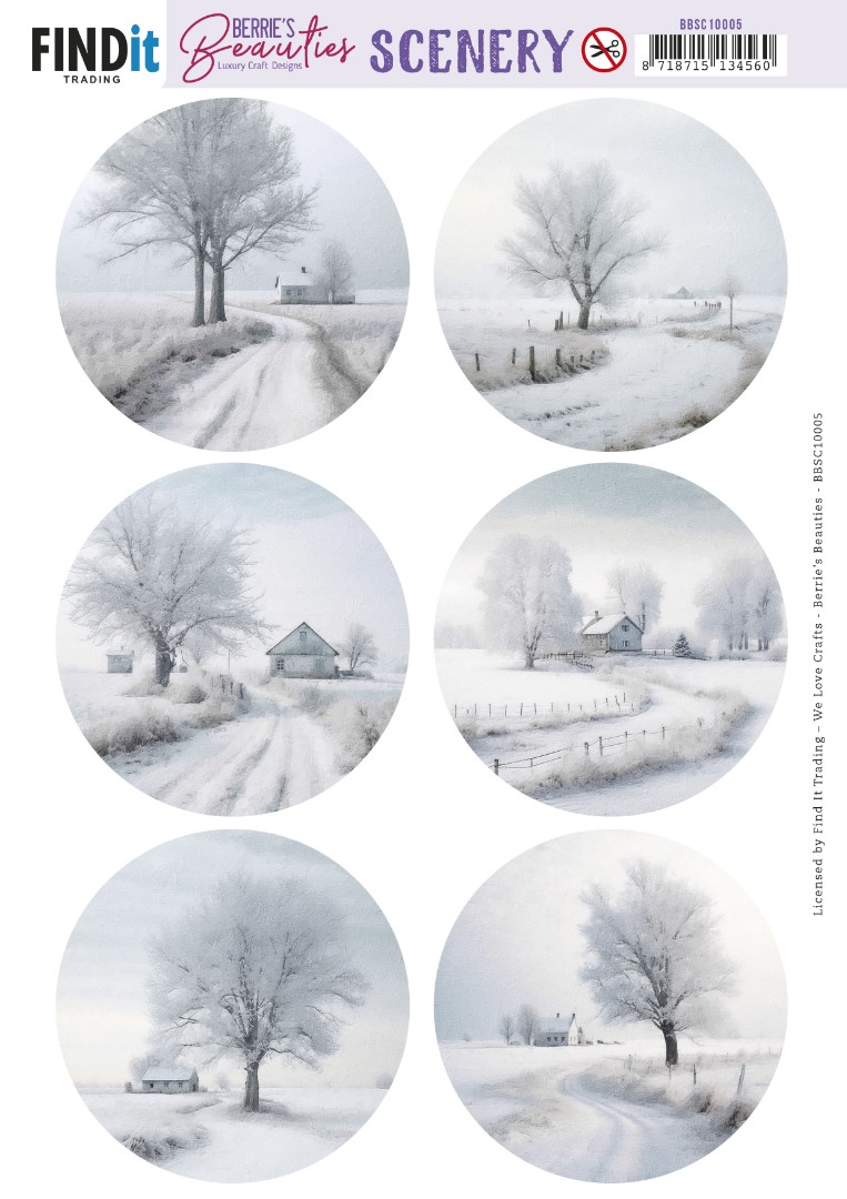 Push-Out Scenery - Berries Beauties - White Winter Round Push-Out Scenery - Berries Beauties - White Winter Round