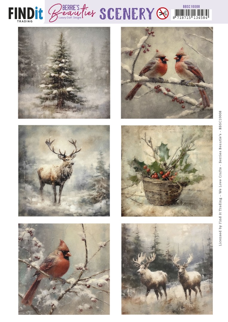Push-Out Scenery - Berries Beauties - Vintage Christmas Square Push-Out Scenery - Berries Beauties - Vintage Christmas Square