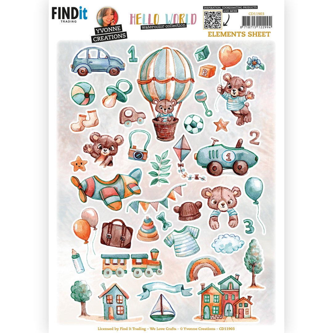 3D Cutting Sheets - Yvonne Creations - Hello World - Small Elements A 3D Cutting Sheets - Yvonne Creations - Hello World - Small Elements A