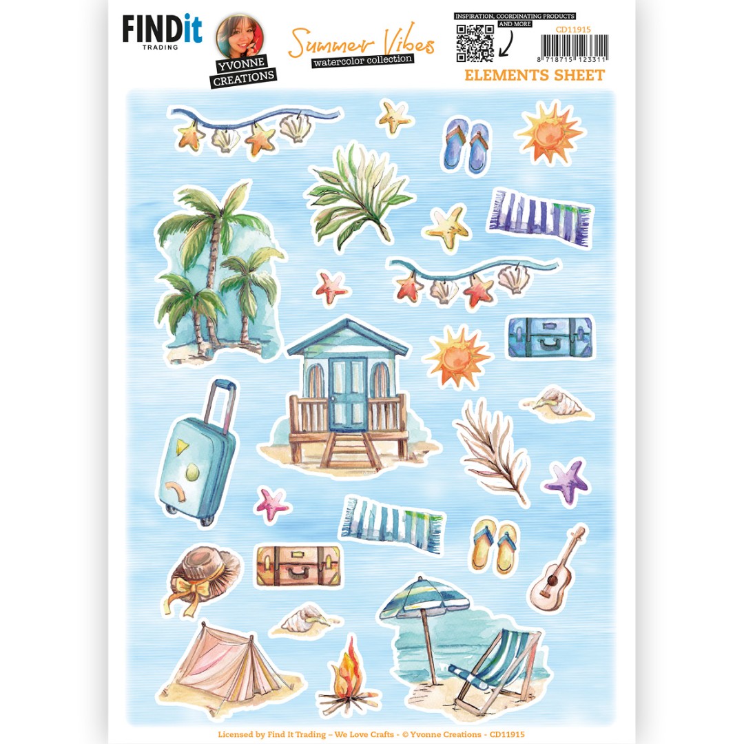 Cutting Sheet - Yvonne Creations - Summer Vibes - Small Elements B