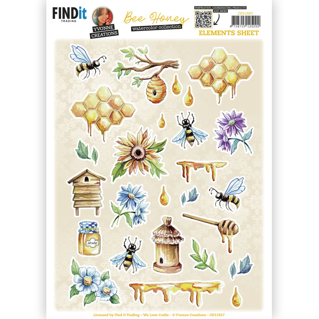 Cutting Sheet - Yvonne Creations - Bee Honey - Small Elements B Cutting Sheet - Yvonne Creations - Bee Honey - Small Elements B