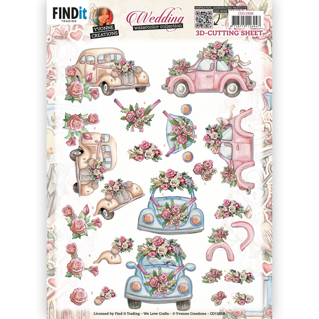 3D Cutting Sheet - Yvonne Creations - Wedding Time - Wedding Cars