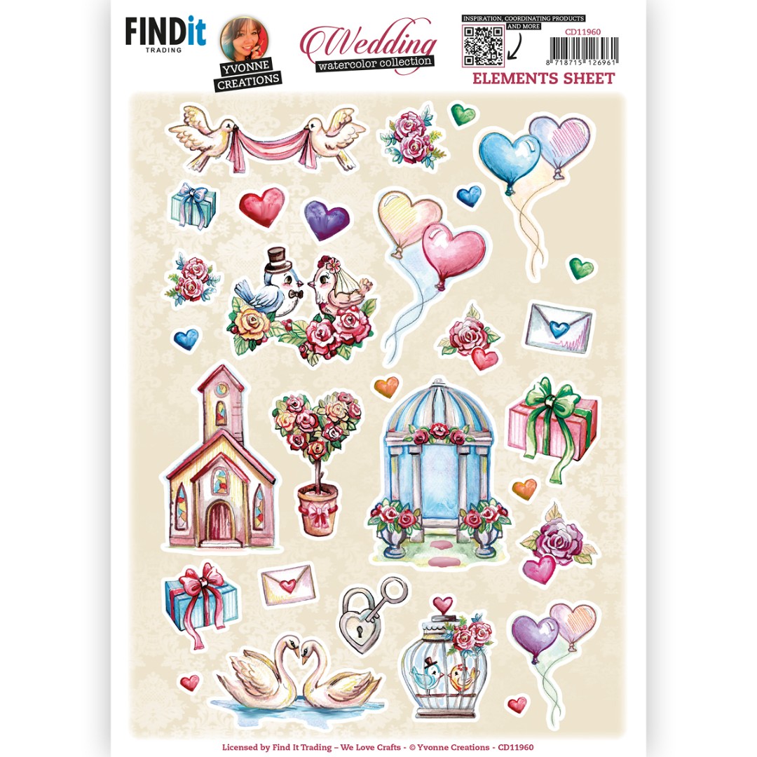 Cutting Sheet - Yvonne Creations - Wedding Time - Small Elements B Cutting Sheet - Yvonne Creations - Wedding Time - Small Elements B