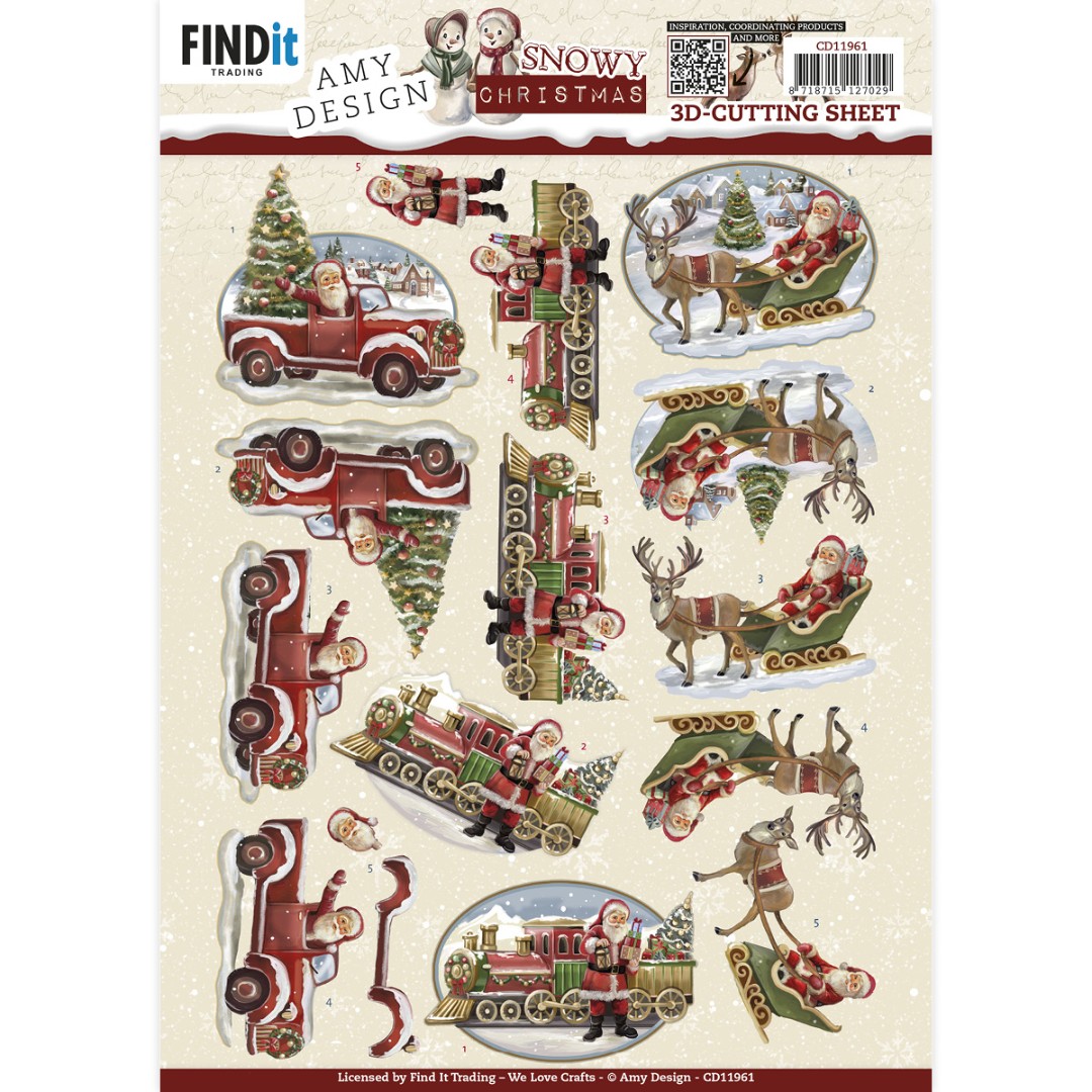3D Cutting Sheet - Amy Design - Snowy Christmas - Snowy Train 3D Cutting Sheet - Amy Design - Snowy Christmas - Snowy Train