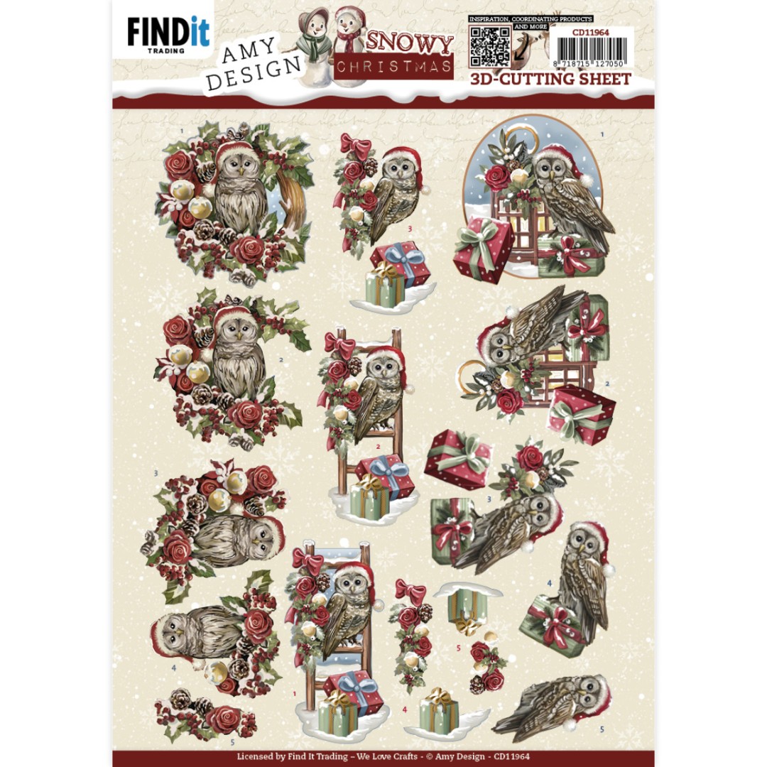 3D Cutting Sheet - Amy Design - Snowy Christmas - Snowy Owl 3D Cutting Sheet - Amy Design - Snowy Christmas - Snowy Owl