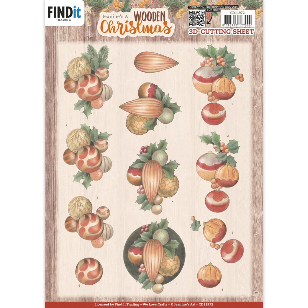3D Cutting Sheets - Jeanine's Art - Wooden Christmas - Orange Baubles 3D Cutting Sheets - Jeanine's Art - Wooden Christmas - Orange Baubles