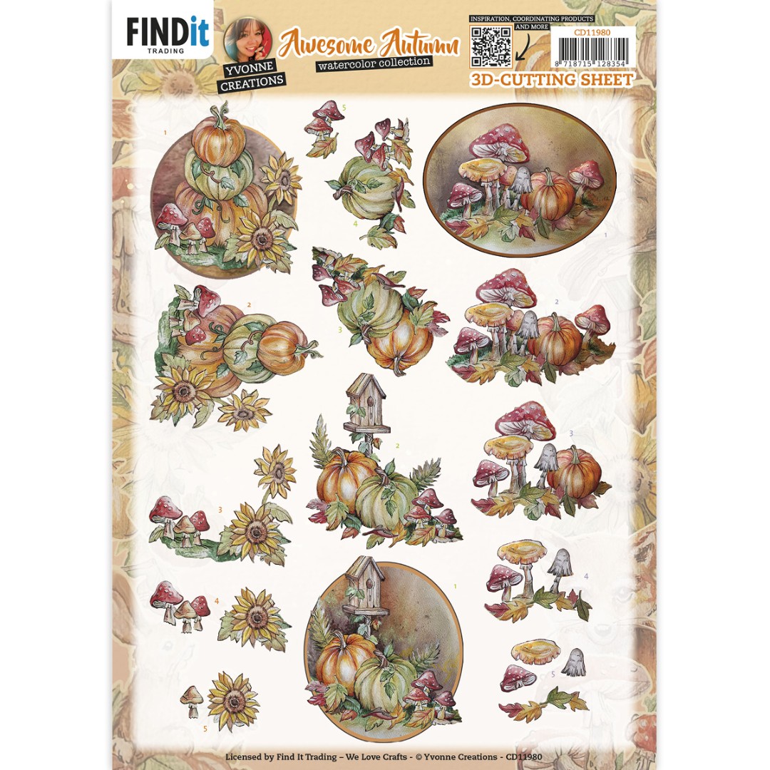 3D Cutting Sheet - Yvonne Creations - Awesome Autumn - Pumpkin 3D Cutting Sheet - Yvonne Creations - Awesome Autumn - Pumpkin