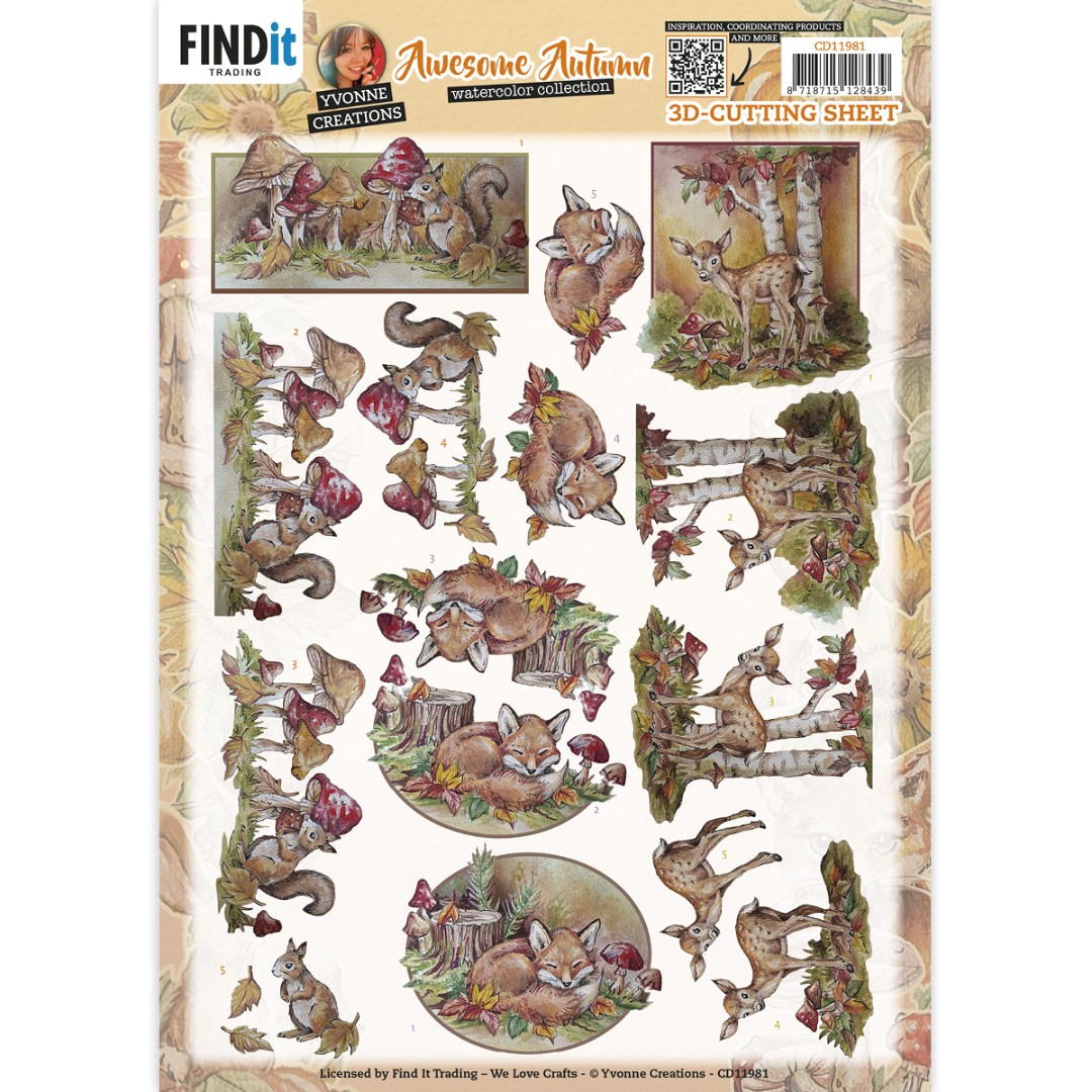 3D Cutting Sheet - Yvonne Creations - Awesome Autumn - Fox 3D Cutting Sheet - Yvonne Creations - Awesome Autumn - Fox
