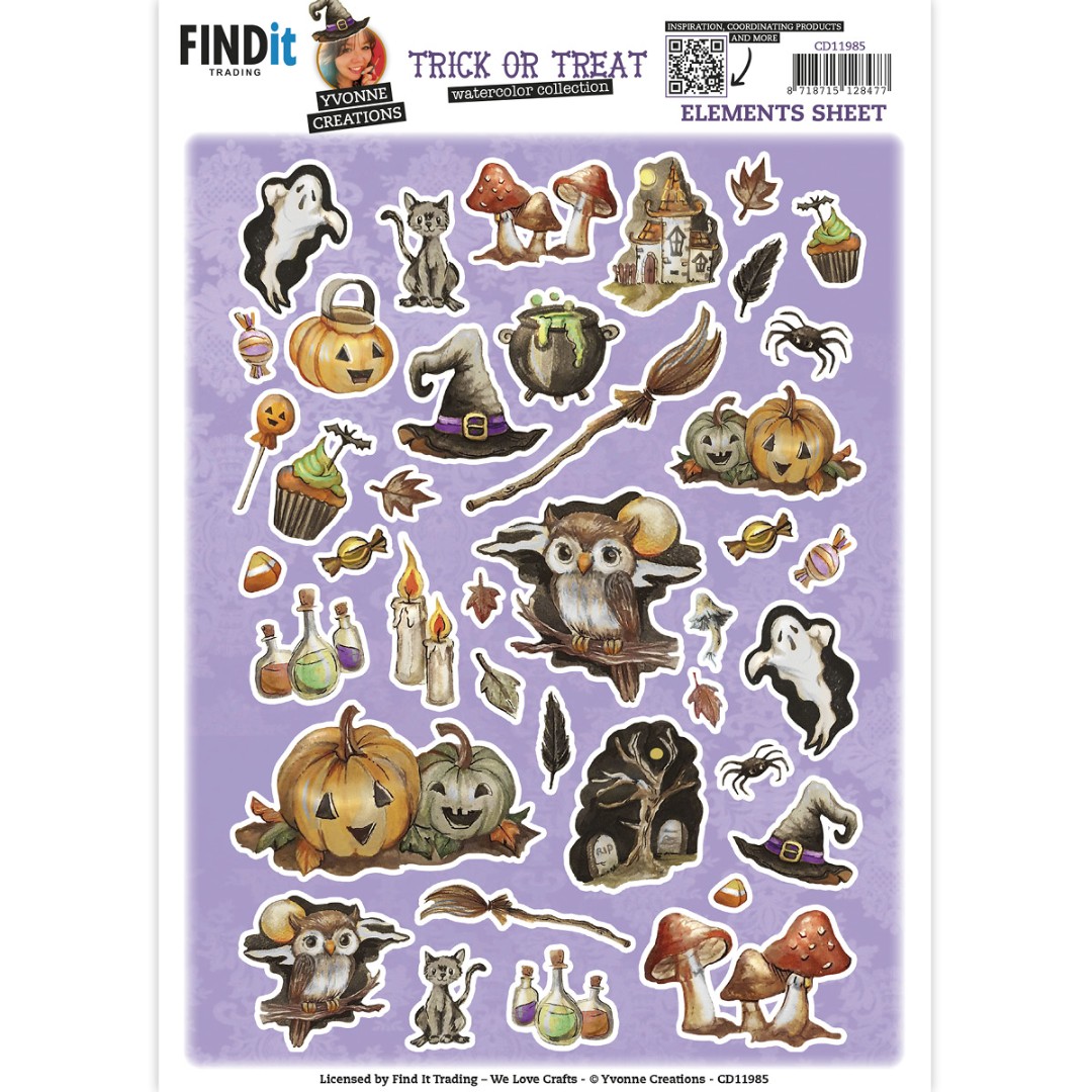 Cutting Sheet - Yvonne Creations - Small Elements Halloween