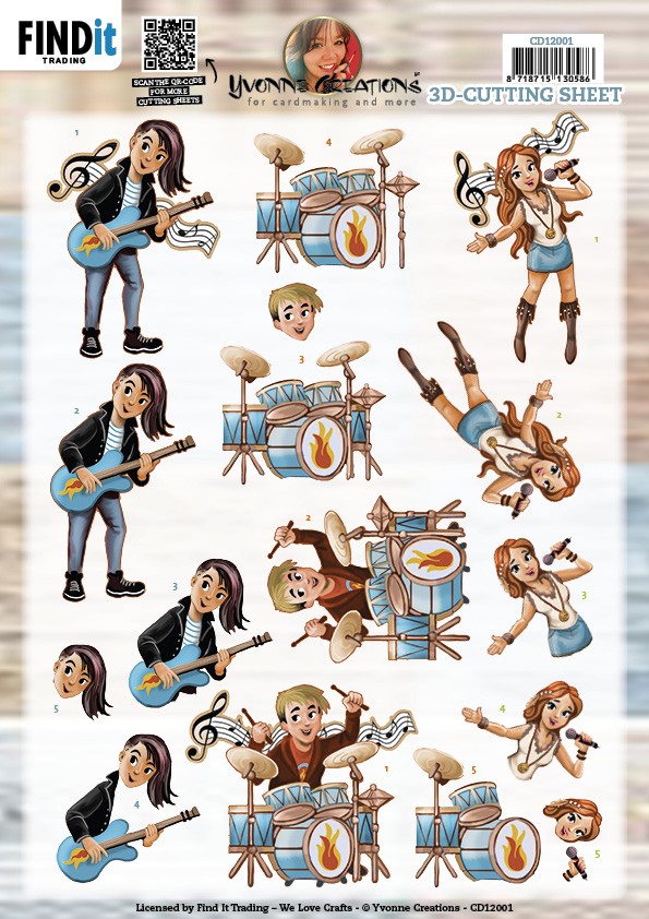 3D Cutting Sheet - Yvonne Creations - Rock Music