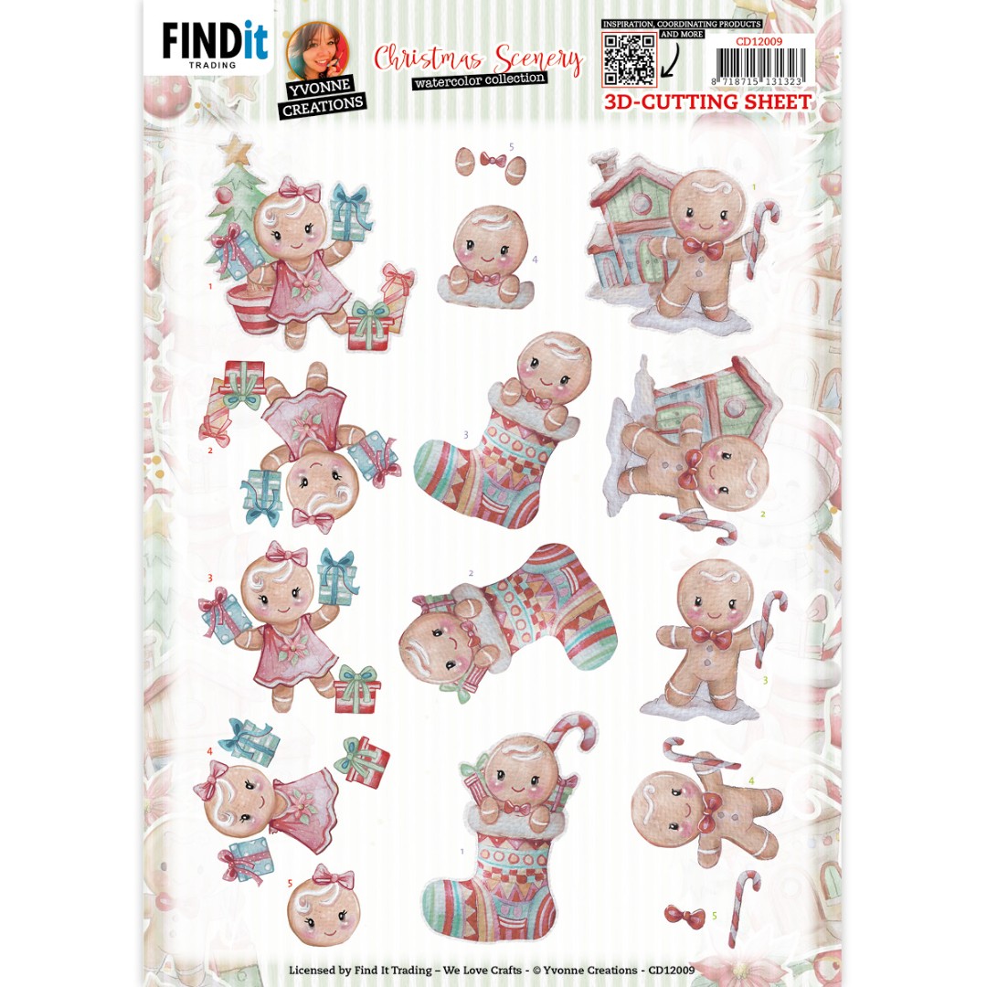 3D Cutting Sheet - Yvonne Creations - Christmas Scenery - Gingerbread 3D Cutting Sheet - Yvonne Creations - Christmas Scenery - Gingerbread