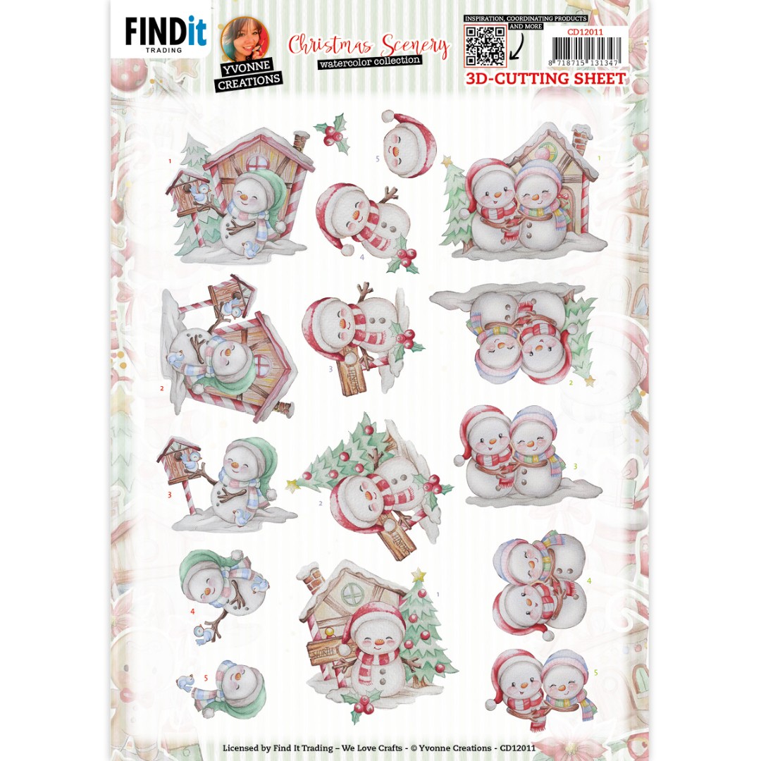 3D Cutting Sheet - Yvonne Creations - Christmas Scenery - Snowman 3D Cutting Sheet - Yvonne Creations - Christmas Scenery - Snowman